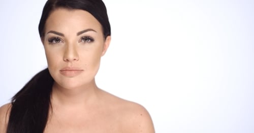 Close-Up of a Young Woman's Face and Shoulders