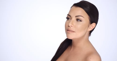 Striking Close Up of Fashionable Woman Beauty Portrait