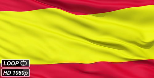 Realistic Waving Spain Flag Seamless Loop Animation