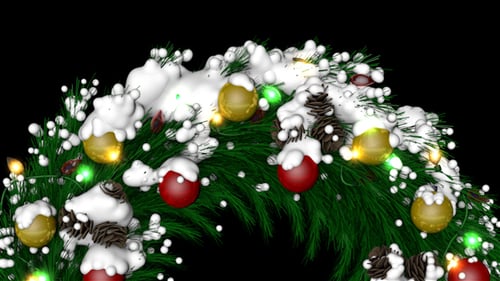 Animated Christmas Wreath with Twinkling Lights and Snow