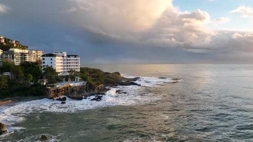 Dramatic Sea Texture Aerial View Turkey Alanya
