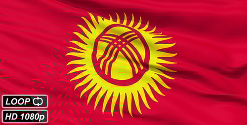 Realistic Kyrgyzstan Flag Waving Seamless Loop