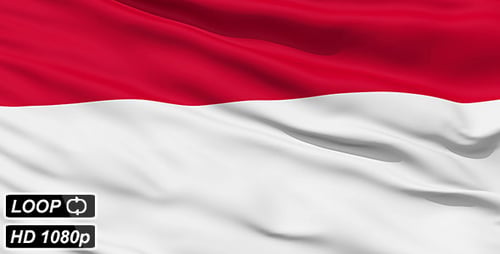 Dynamic Waving Flag with Realistic Red and White Fabric