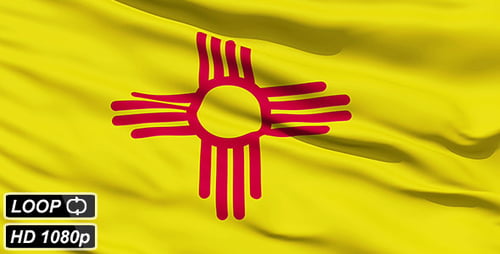 New Mexico State Flag Waving with Natural Movement
