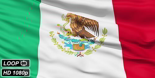 Realistic Waving Flag of Mexico