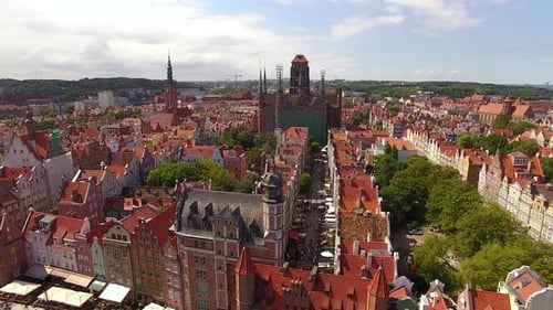 Aerial view of the old town of Gdansk, Poland