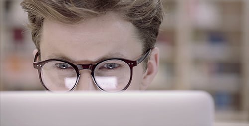 Working Business Expert Eyes In Front Of Laptop