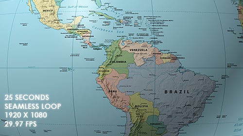 Seamless Rotating Political World Map Globe Loop Animation