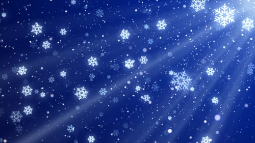 Elegant Blue Winter Background with Falling Snowflakes and Light