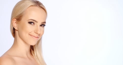 Smiling Woman Portrait on a White Background