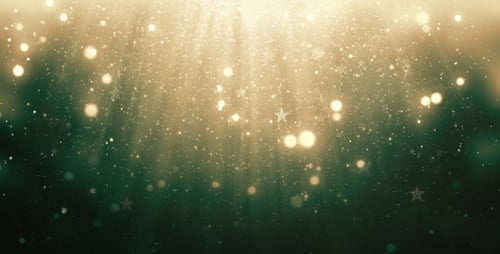 Sparkling Golden Green Particles and Stars Animation