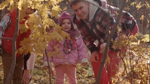 Happy Family Walks In Park