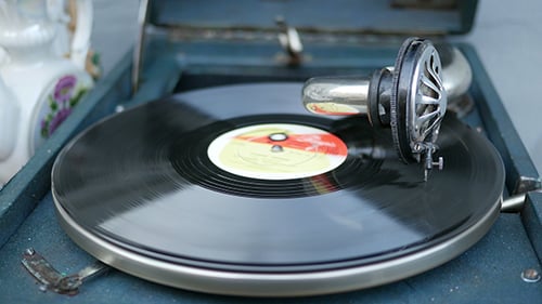 Old Vinyl Record At Street