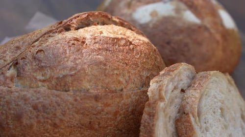 Rustic Loaf of Bread Close Up Food