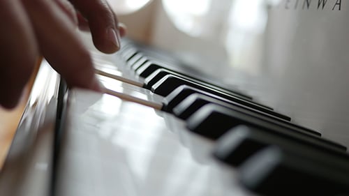 Close-Up of Hand Playing Classical Piano
