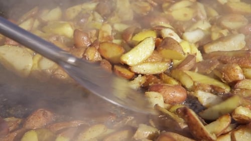 Fried Potato In a Cauldron