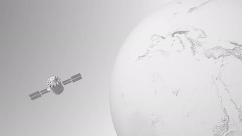 exécution du système mondial de satellites dans le style gris clair des satellites volants du monde entier