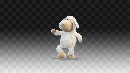 Animated 3D Fluffy Sheep Character Dancing Alpha Channel