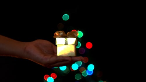 Giving a Christmas Gift with Bokeh Lights