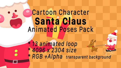 Flat Design Santa Claus Character Animated Poses Pack