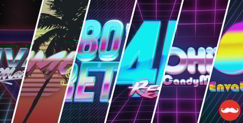 Neon 80s Retro Glitch Title Intro Pack