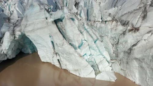 Closeup of Jagged Pieces of Ice on Front Face of Glacier