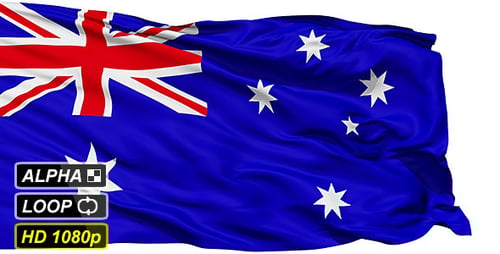 Realistic Waving Australian Flag with Alpha Channel Loop