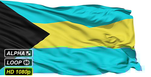 Waving Bahamas National Flag Animation with Alpha Channel
