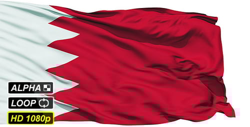 Isolated Waving National Flag Of Bahrain