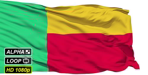 Isolated Waving National Flag Of Benin