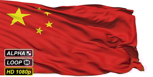 Isolated Waving National Flag Of China