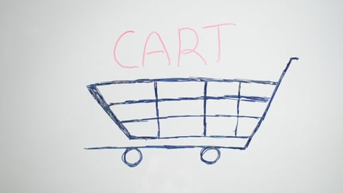 Drawing of a Shopping Cart on White Background
