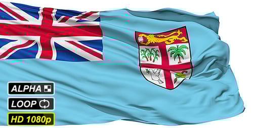 Realistic Fiji National Flag Waving in Wind Loop