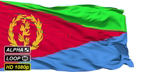 Eritrea National Flag Waving Loop with Alpha Channel
