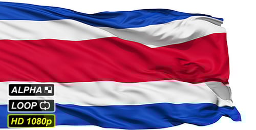 Waving Costa Rican National Flag Animation
