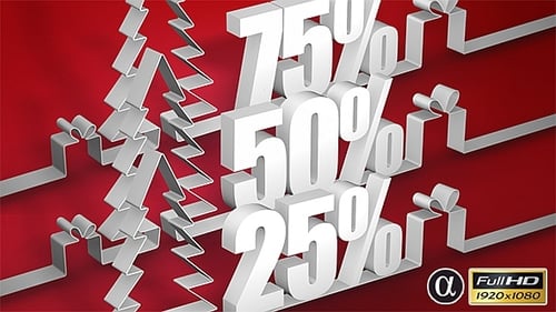 Animated Christmas Tree and Gift Box Percentage Discount Reveal