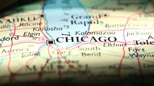 Close Up of Midwestern United States Map