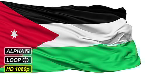 Waving Flag of Jordan with Alpha Channel