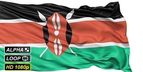 Realistic Waving Kenya National Flag Loop Animation