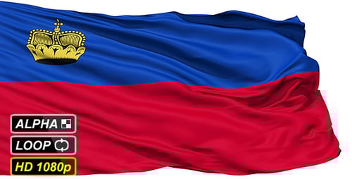 Isolated Waving National Flag Of Liechtenstein
