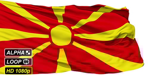 Isolated Waving National Flag Of Macedonia