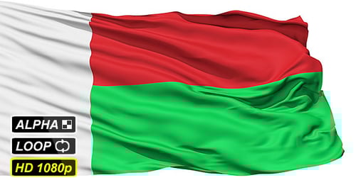 Isolated Waving National Flag Of Madagascar