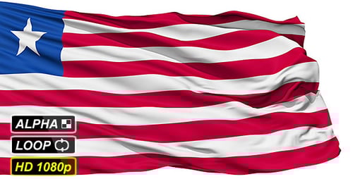 Realistic Waving Liberia National Flag Loop with Alpha Channel