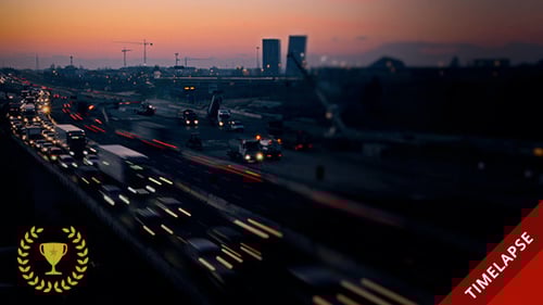 Busy Highway Traffic Streaks at Dusk