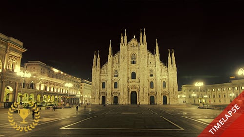 City People on the Square in the Night