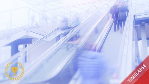 People on Escalators in Shopping Center