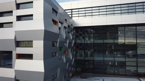 Modern Building With Geometric Design in Urban Area