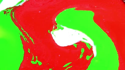 Abstract Red, Green, and White Fluid Art