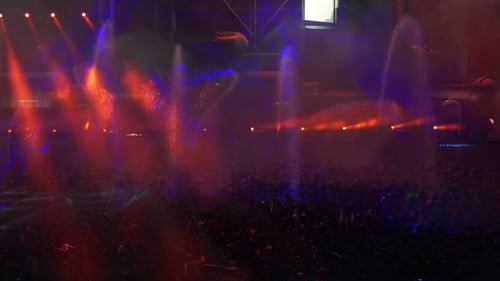 Concert Crowd Enjoys Dazzling Lights and Water Show