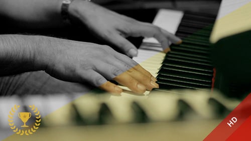 Man Playing Piano, Close Up Black and White
